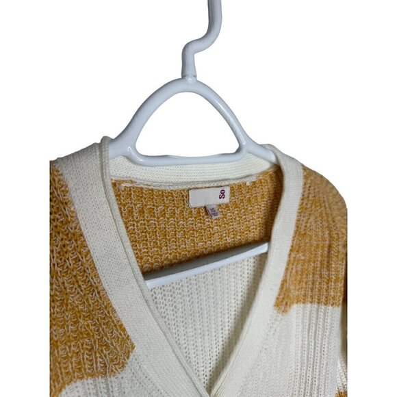 SO Cotton & Acrylic Blend Striped Knit Sweater Yellow XS - Picture 2 of 4